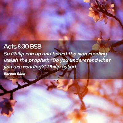 Picture 02 - Acts 8:30 BSB - So Philip ran up and heard the man reading Isaiah - Bible Verse Picture