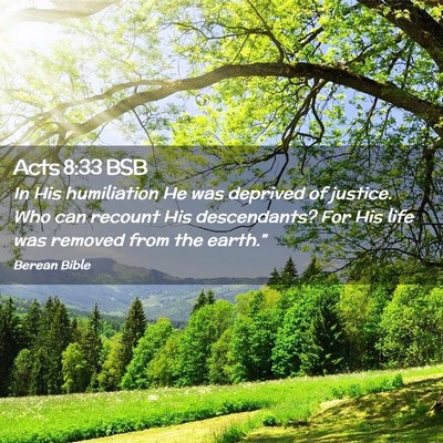 Picture 02 - Acts 8:33 BSB - In His humiliation He was deprived of justice. - Bible Verse Picture