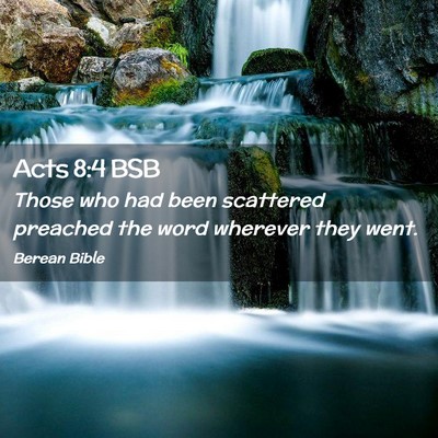 Picture 02 - Acts 8:4 BSB - Those who had been scattered preached the word - Bible Verse Picture