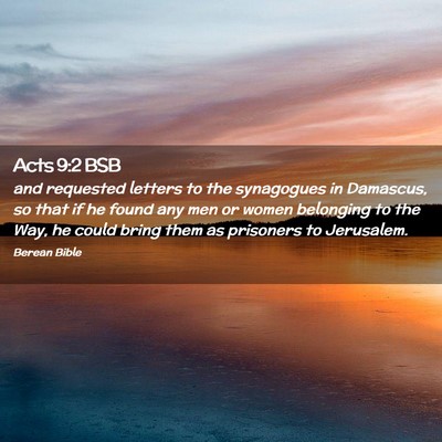 Picture 02 - Acts 9:2 BSB - and requested letters to the synagogues in - Bible Verse Picture
