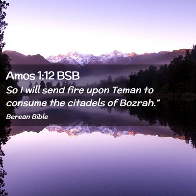 Picture 02 - Amos 1:12 BSB - So I will send fire upon Teman to consume the - Bible Verse Picture