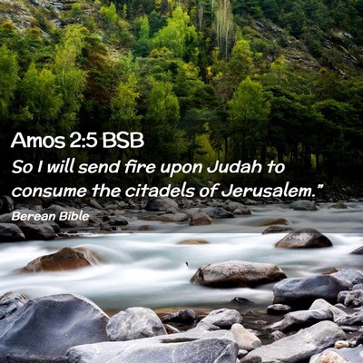 Picture 02 - Amos 2:5 BSB - So I will send fire upon Judah to consume the - Bible Verse Picture