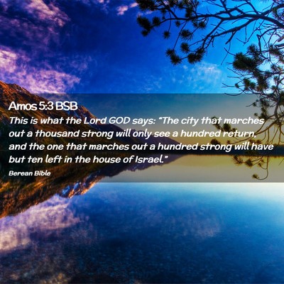 Picture 02 - Amos 5:3 BSB - This is what the Lord GOD says: “The city that - Bible Verse Picture