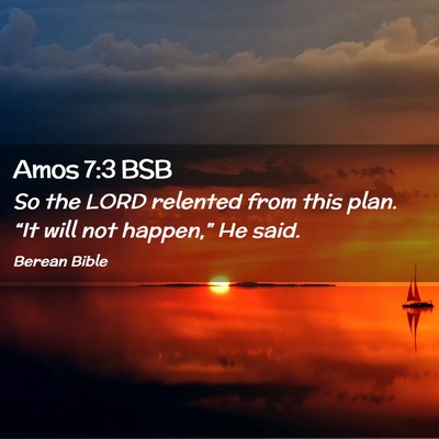 Picture 02 - Amos 7:3 BSB - So the LORD relented from this plan. “It will - Bible Verse Picture