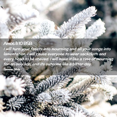 Picture 02 - Amos 8:10 BSB - I will turn your feasts into mourning and all - Bible Verse Picture
