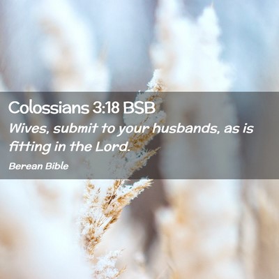 Picture 02 - Colossians 3:18 BSB - Wives, submit to your husbands, as is fitting in - Bible Verse Picture
