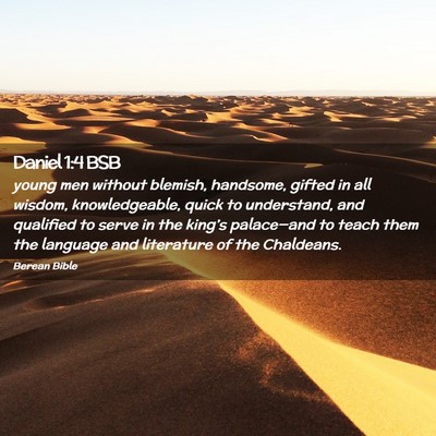 Picture 02 - Daniel 1:4 BSB - young men without blemish, handsome, gifted in - Bible Verse Picture