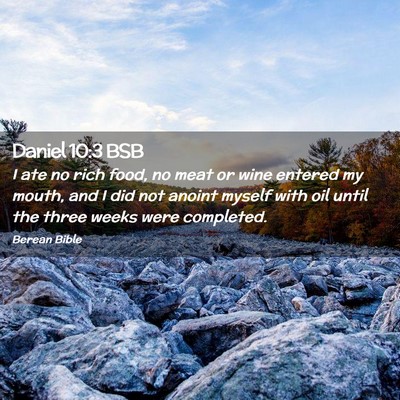 Picture 02 - Daniel 10:3 BSB - I ate no rich food, no meat or wine entered my - Bible Verse Picture