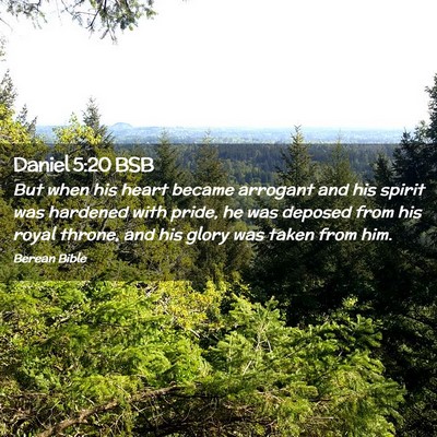 Picture 02 - Daniel 5:20 BSB - But when his heart became arrogant and his spirit - Bible Verse Picture
