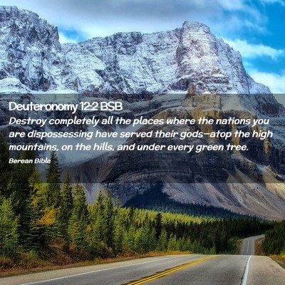 Picture 02 - Deuteronomy 12:2 BSB - Destroy completely all the places where the - Bible Verse Picture