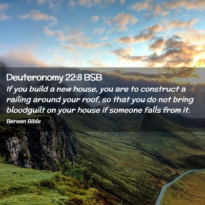 Picture 02 - Deuteronomy 22:8 BSB - If you build a new house, you are to construct a - Bible Verse Picture