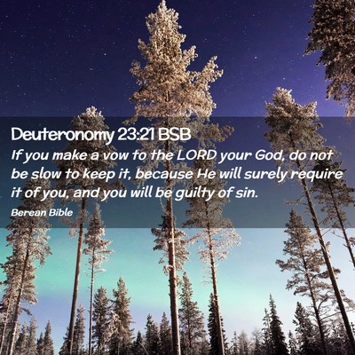 Picture 02 - Deuteronomy 23:21 BSB - If you make a vow to the LORD your God, do not be - Bible Verse Picture