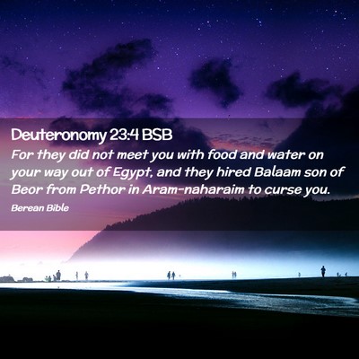 Picture 02 - Deuteronomy 23:4 BSB - For they did not meet you with food and water on - Bible Verse Picture