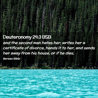 Picture 02 - Deuteronomy 24:3 BSB - and the second man hates her, writes her a - Bible Verse Picture