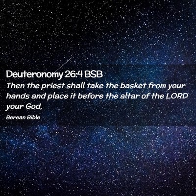 Picture 02 - Deuteronomy 26:4 BSB - Then the priest shall take the basket from your - Bible Verse Picture
