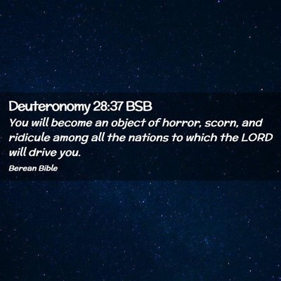 Picture 02 - Deuteronomy 28:37 BSB - You will become an object of horror, scorn, and - Bible Verse Picture