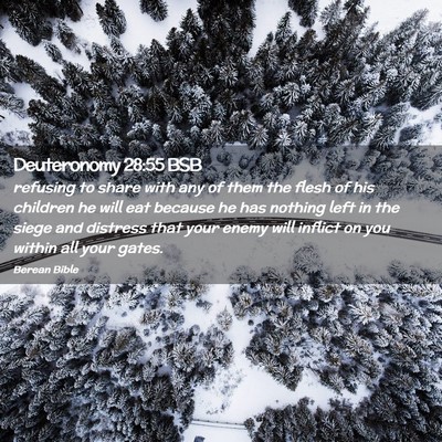 Picture 02 - Deuteronomy 28:55 BSB - refusing to share with any of them the flesh of - Bible Verse Picture