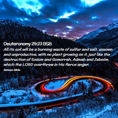 Picture 02 - Deuteronomy 29:23 BSB - All its soil will be a burning waste of sulfur - Bible Verse Picture