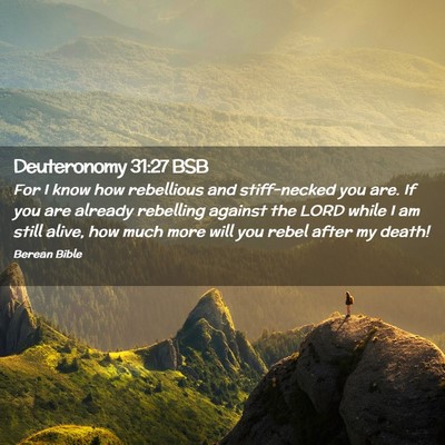 Picture 02 - Deuteronomy 31:27 BSB - For I know how rebellious and stiff-necked you - Bible Verse Picture