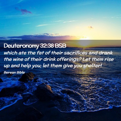 Picture 02 - Deuteronomy 32:38 BSB - which ate the fat of their sacrifices and drank - Bible Verse Picture