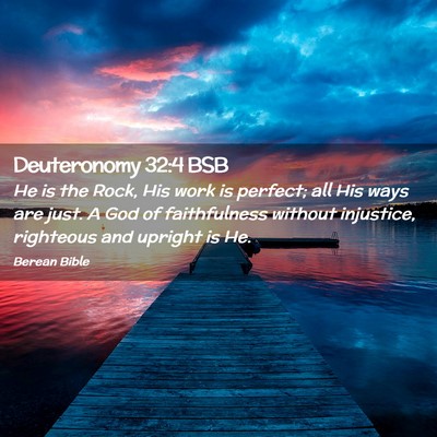 Picture 02 - Deuteronomy 32:4 BSB - He is the Rock, His work is perfect; all His ways - Bible Verse Picture