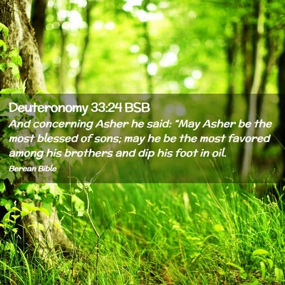 Picture 02 - Deuteronomy 33:24 BSB - And concerning Asher he said: “May Asher be the - Bible Verse Picture