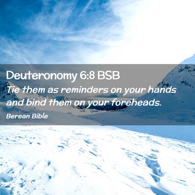 Picture 02 - Deuteronomy 6:8 BSB - Tie them as reminders on your hands and bind them - Bible Verse Picture