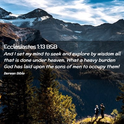Picture 02 - Ecclesiastes 1:13 BSB - And I set my mind to seek and explore by wisdom - Bible Verse Picture