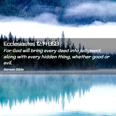 Picture 02 - Ecclesiastes 12:14 BSB - For God will bring every deed into judgment, - Bible Verse Picture