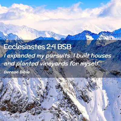 Picture 02 - Ecclesiastes 2:4 BSB - I expanded my pursuits. I built houses and - Bible Verse Picture