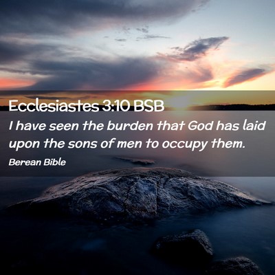 Picture 02 - Ecclesiastes 3:10 BSB - I have seen the burden that God has laid upon the - Bible Verse Picture