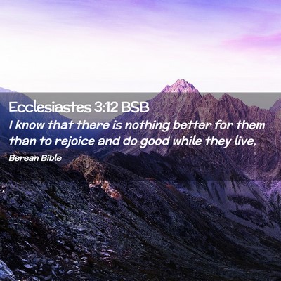 Picture 02 - Ecclesiastes 3:12 BSB - I know that there is nothing better for them than - Bible Verse Picture