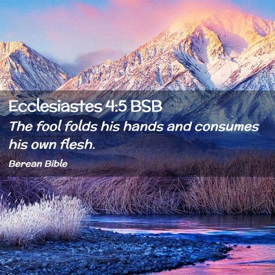 Picture 02 - Ecclesiastes 4:5 BSB - The fool folds his hands and consumes his own - Bible Verse Picture