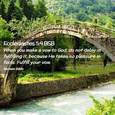 Picture 02 - Ecclesiastes 5:4 BSB - When you make a vow to God, do not delay in - Bible Verse Picture