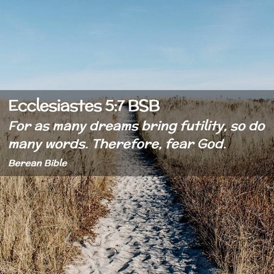 Picture 02 - Ecclesiastes 5:7 BSB - For as many dreams bring futility, so do many - Bible Verse Picture