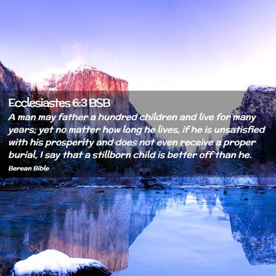 Picture 02 - Ecclesiastes 6:3 BSB - A man may father a hundred children and live for - Bible Verse Picture