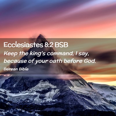 Picture 02 - Ecclesiastes 8:2 BSB - Keep the king’s command, I say, because of your - Bible Verse Picture