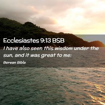 Picture 02 - Ecclesiastes 9:13 BSB - I have also seen this wisdom under the sun, and - Bible Verse Picture