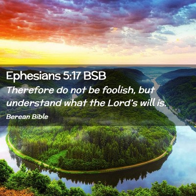 Picture 02 - Ephesians 5:17 BSB - Therefore do not be foolish, but understand what - Bible Verse Picture