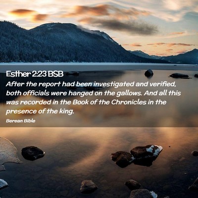 Picture 02 - Esther 2:23 BSB - After the report had been investigated and - Bible Verse Picture