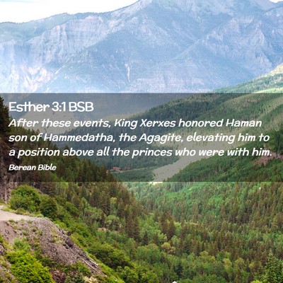 Picture 02 - Esther 3:1 BSB - After these events, King Xerxes honored Haman son - Bible Verse Picture