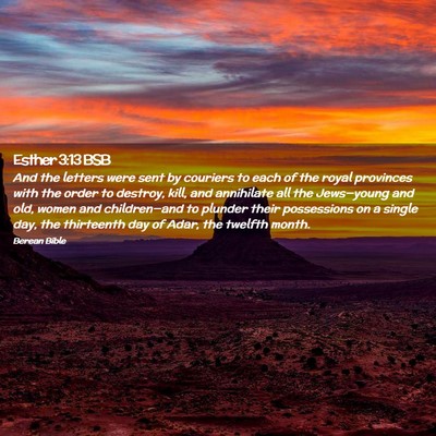 Picture 02 - Esther 3:13 BSB - And the letters were sent by couriers to each of - Bible Verse Picture