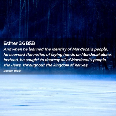 Picture 02 - Esther 3:6 BSB - And when he learned the identity of Mordecai’s - Bible Verse Picture