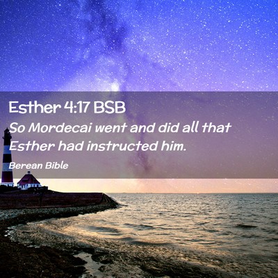 Picture 02 - Esther 4:17 BSB - So Mordecai went and did all that Esther had - Bible Verse Picture