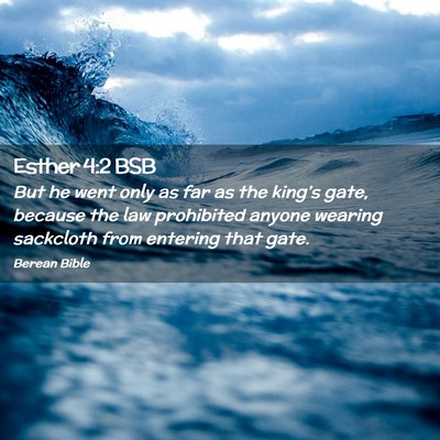 Picture 02 - Esther 4:2 BSB - But he went only as far as the king’s gate, - Bible Verse Picture