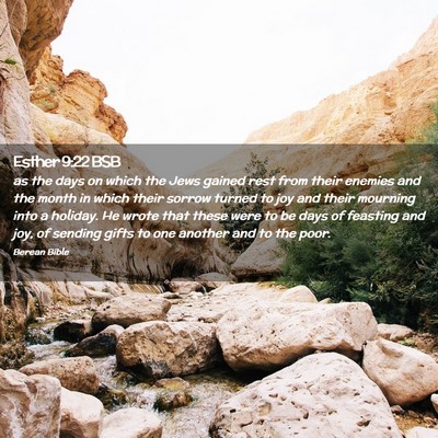 Picture 02 - Esther 9:22 BSB - as the days on which the Jews gained rest from - Bible Verse Picture