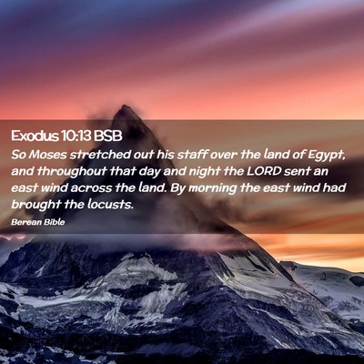Picture 02 - Exodus 10:13 BSB - So Moses stretched out his staff over the land of - Bible Verse Picture