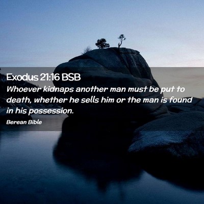 Picture 02 - Exodus 21:16 BSB - Whoever kidnaps another man must be put to death, - Bible Verse Picture