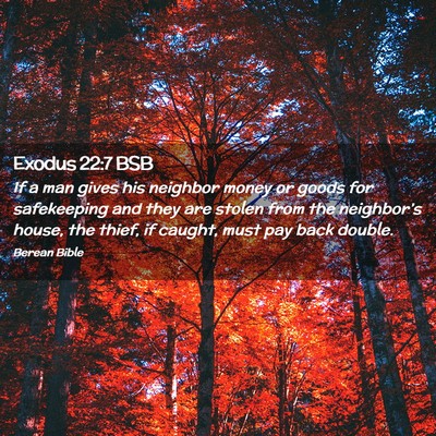 Picture 02 - Exodus 22:7 BSB - If a man gives his neighbor money or goods for - Bible Verse Picture