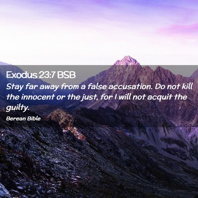 Picture 02 - Exodus 23:7 BSB - Stay far away from a false accusation. Do not - Bible Verse Picture